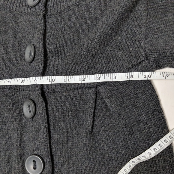 Vince Dark Grey Wool Short Puff Sleeve Duster - Picture 5 of 8